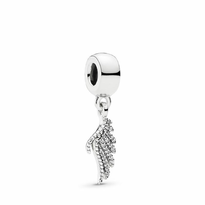 Pandora Majestic Feather Dangle Charm Ireland - Sterling Silver/Cubic Zirconia - 795083HEW